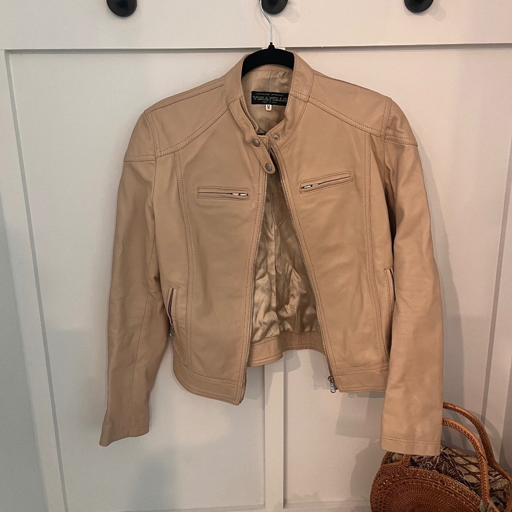 Vera Pelle Beige Leather Jacket